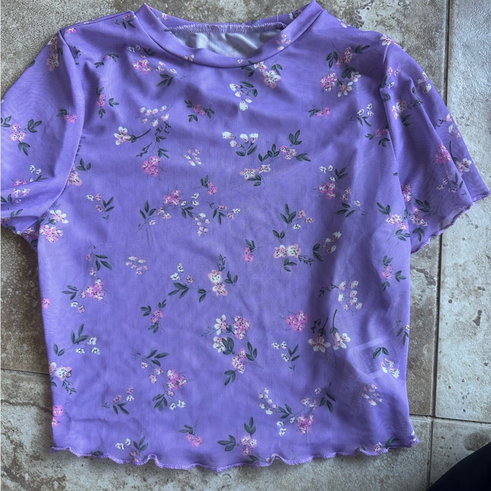 SHEIN Lavender Mesh Top